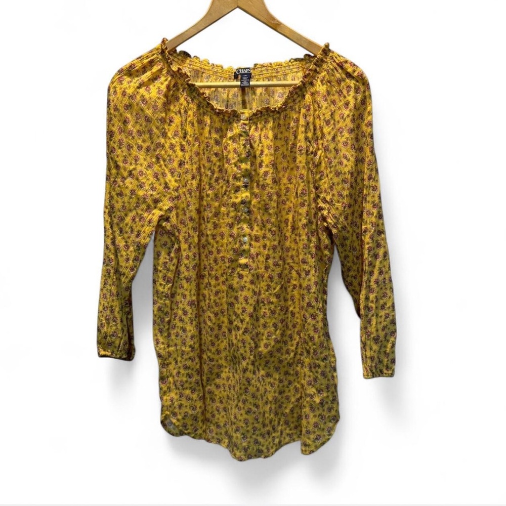 Chaps size large Yellow Floral Women's Top, light weight
